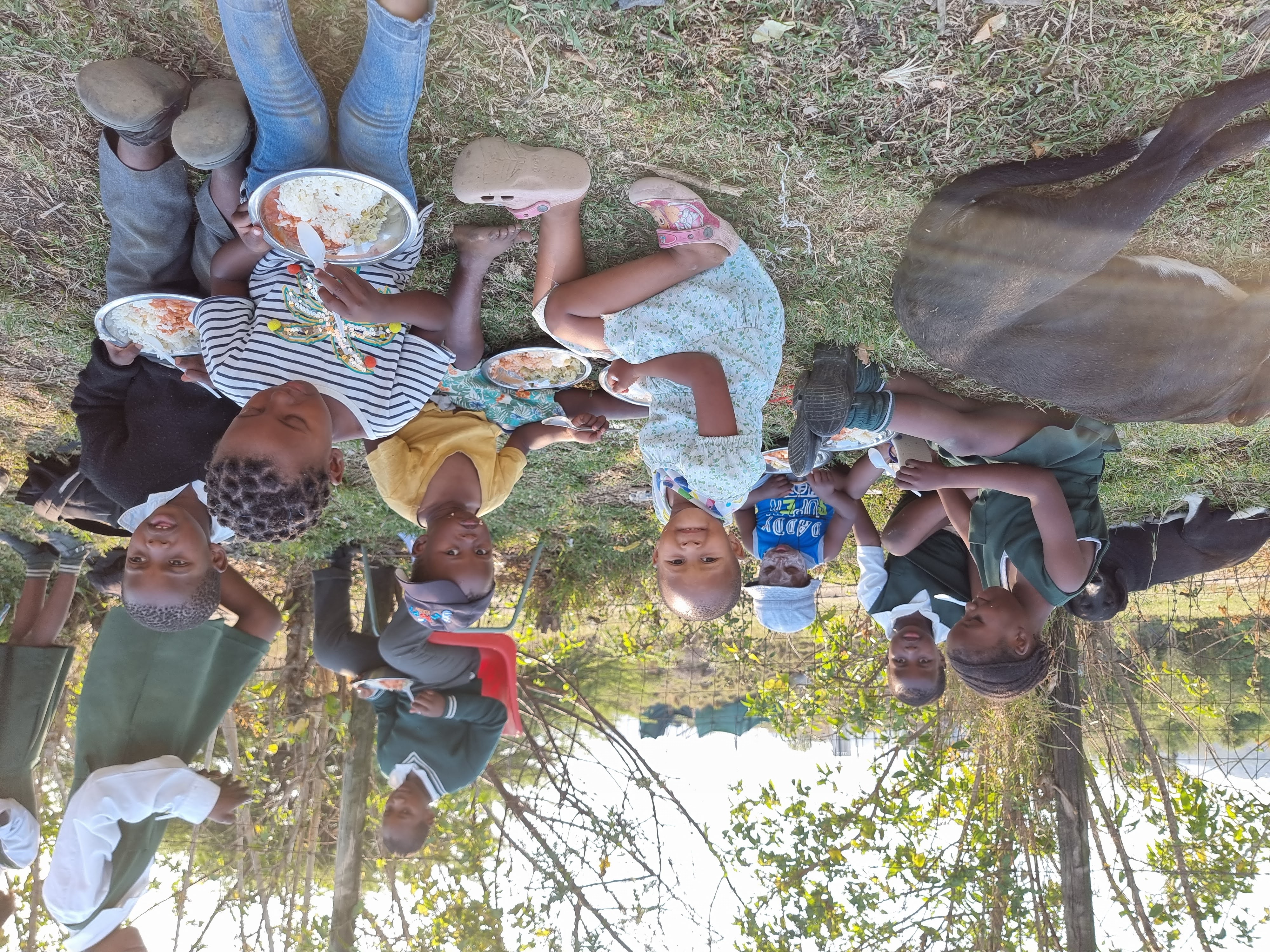 Children eating outdoors